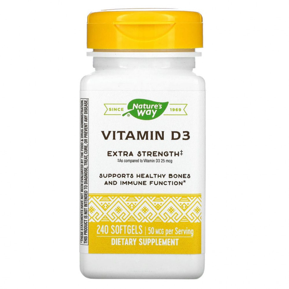 Nature's Way, витамин D3, 50 мкг, 240 капсул Натурес Вэй NWY-15604