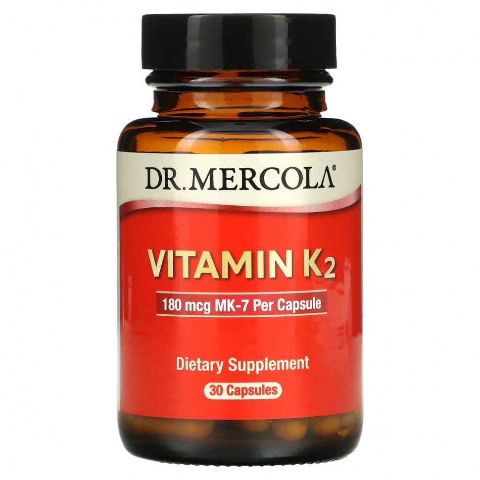 Dr. Mercola, Витамин K2, 180 мкг, 30 капсул ДР. Меркола MCL-01194