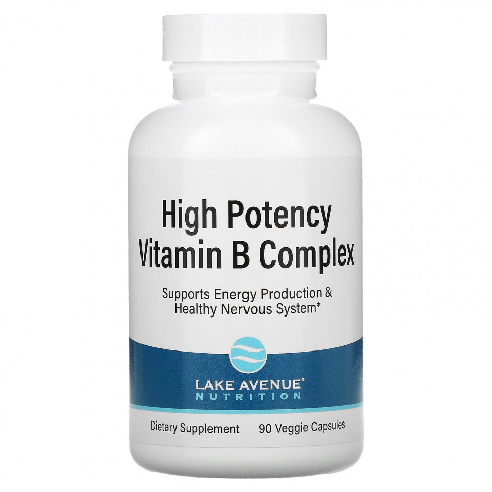 Lake Avenue Nutrition, комплекс витаминов группы B высокой эффективности действия, 90 вегетарианских капсул LKN-02090