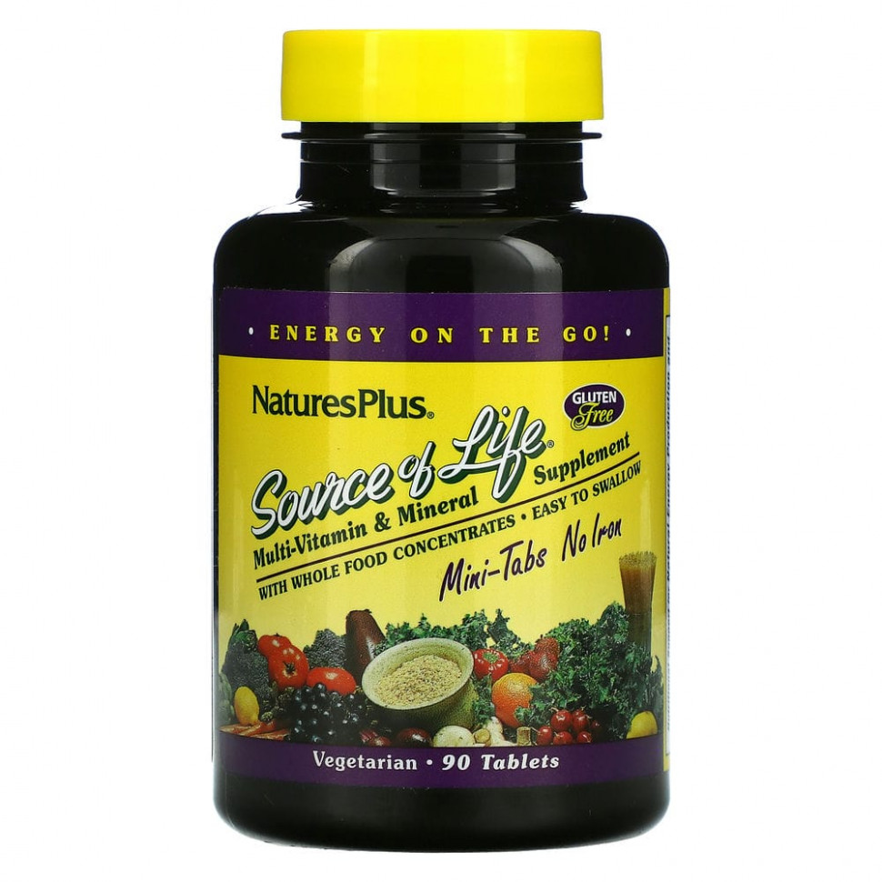 NaturesPlus, Source Of Life, Мультивитаминная и минеральная добавка, без железа, 90 мини-таблеток Натурес Плюс NAP-30587