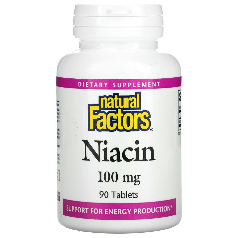 Natural Factors, ниацин, 100 мг, 90 таблеток NFS-01220