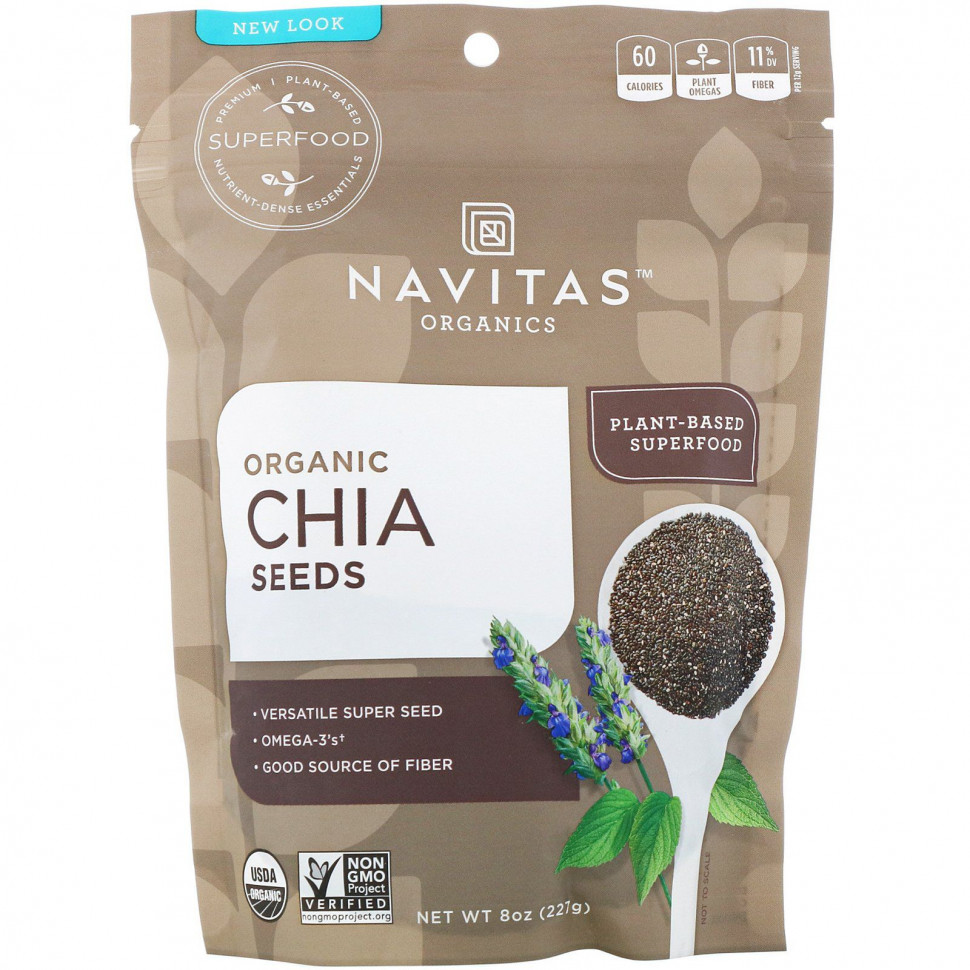 Navitas Organics, Органические семена чиа, 227 г (8 унций) Навитас Органикс NAV-00028