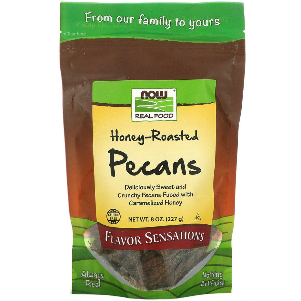 NOW Foods, Real Food, жареный пекан в медовой глазури, 227 г (8 унций) NOW-07020