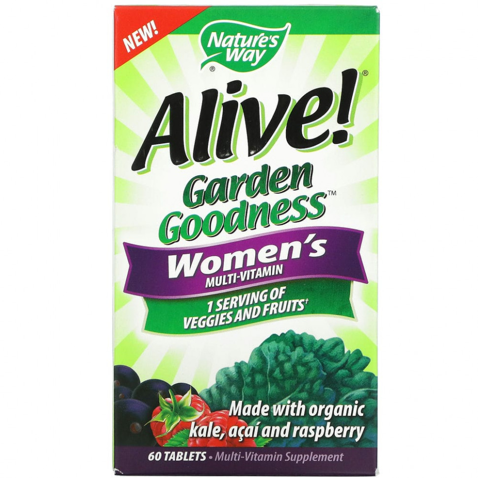Nature's Way, Alive! Garden Goodness, мультивитамин для женщин, 60 таблеток Натурес Вэй NWY-12111