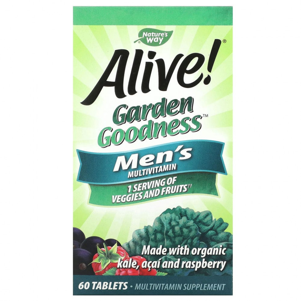 Nature's Way, Alive! Garden Goodness, мультивитамины для мужчин, 60 таблеток Натурес Вэй NWY-12112