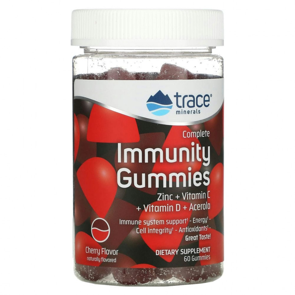 Trace Minerals ®, Жевательные конфеты Complete Immunity, вишня, 60 жевательных конфет Трасе Минералс Ресерч TMR-00581