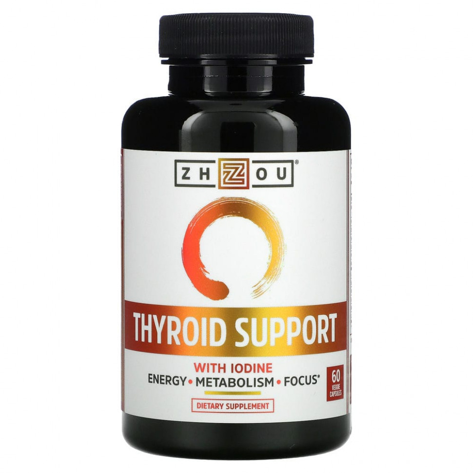 Zhou Nutrition, Поддержка щитовидной железы, содержит йод, 60 вегетарианских капсул ZHO-00635