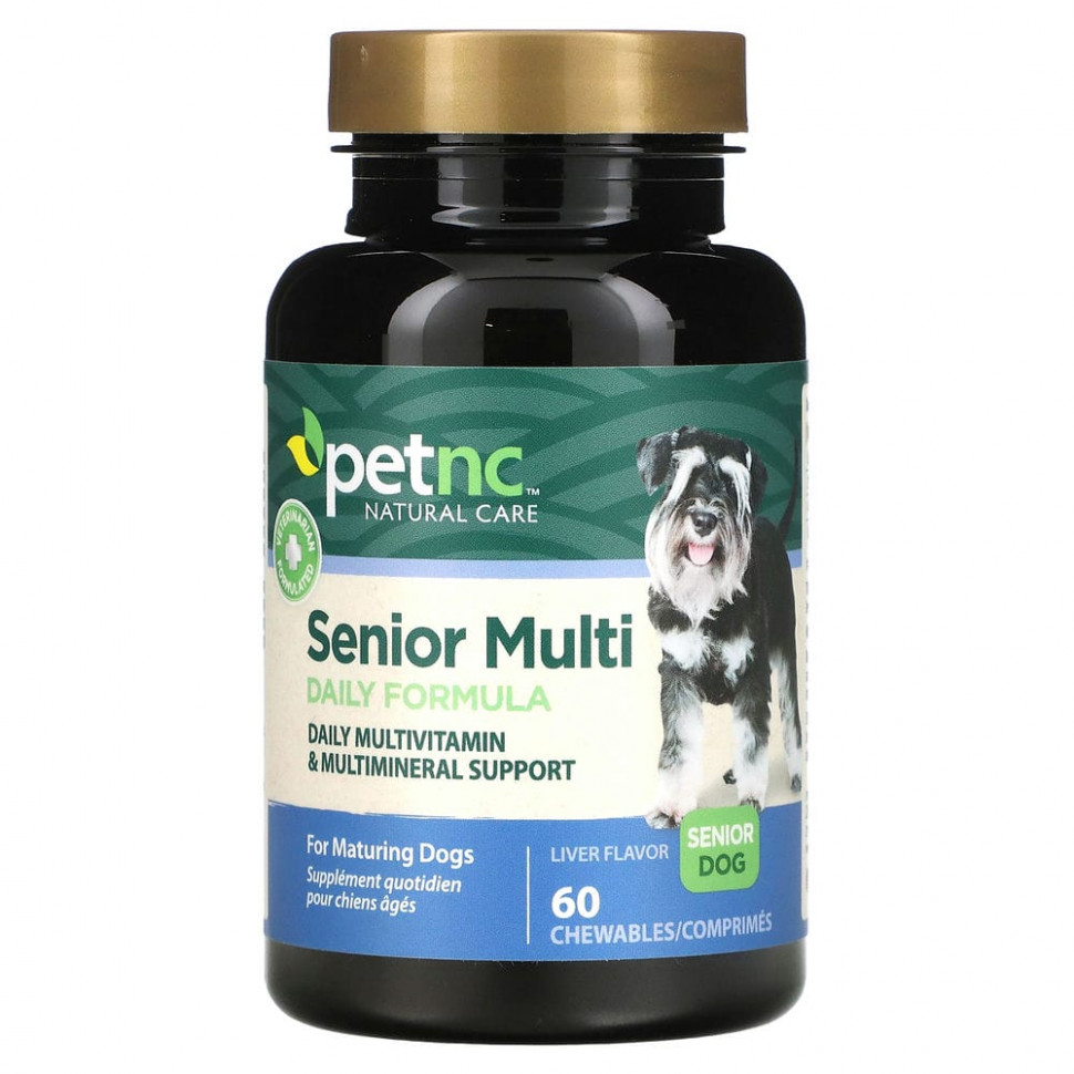 petnc NATURAL CARE, Натуральный уход за домашними животными, многодневная формула для взрослых собак, для взрослых собак, со вкусом печенки, 60 жевательных таблеток CEN-27595