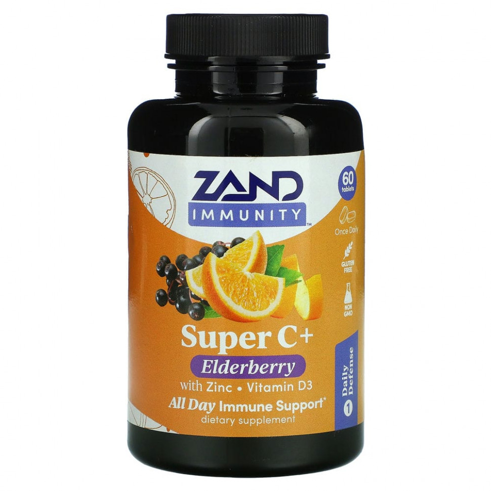 Zand, Immunity, Super C + бузина с цинком и витамином D3`` 60 таблеток Занд ZAN-35818