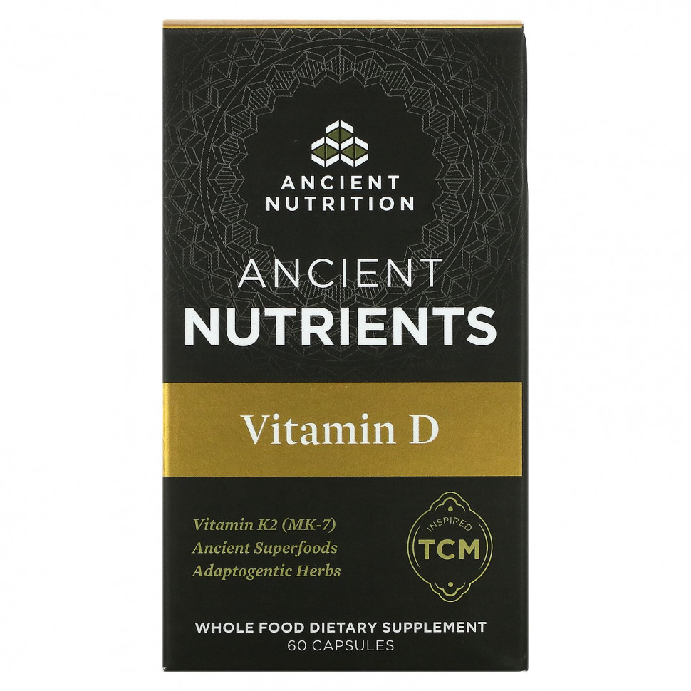 Dr. Axe / Ancient Nutrition, Ancient Nutrients, витамин D, 60 капсул Эншент Нутришен ATN-02327