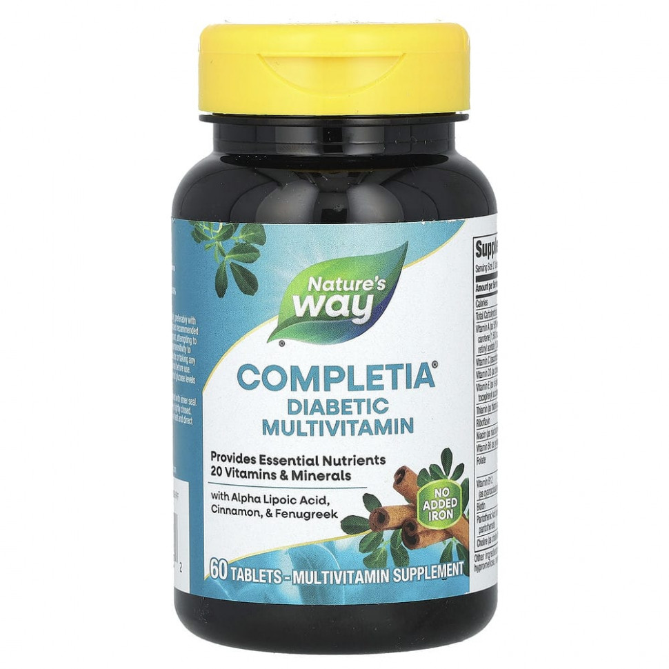 Nature's Way, Completia, мультивитаминный комплекс для диабетиков, не содержит железа, 60 таблеток Натурес Вэй NWY-14923