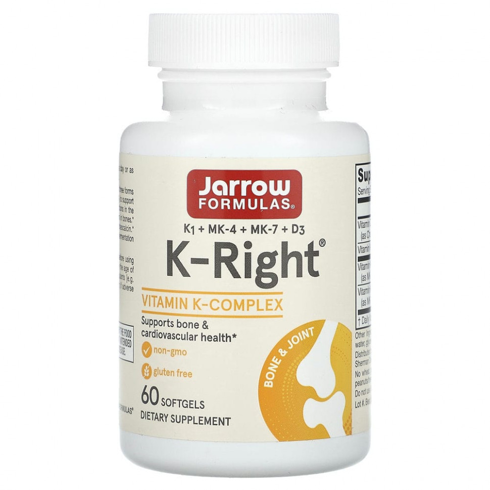 Jarrow Formulas, K-Right, 60 мягких таблеток джэрроу формулас JRW-30009