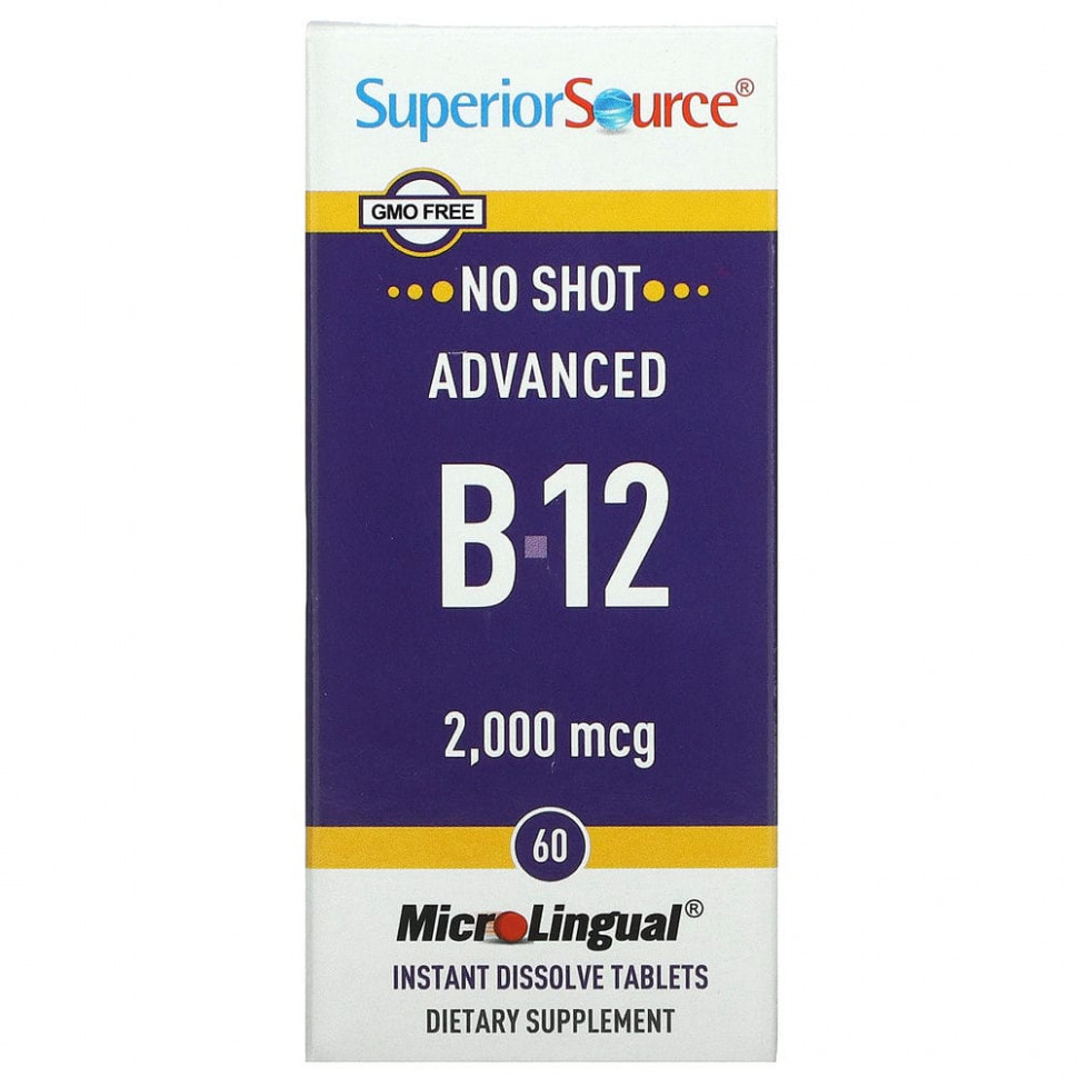 Superior Source, улучшенный витамин B12, 2000 мкг, 60 быстрорастворимых таблеток MicroLingual Супер Сорс SPS-92030