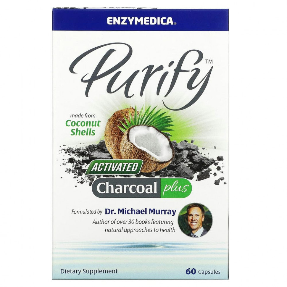 Enzymedica, Purify, активированный уголь, 60 капсул Энзаймедика ENZ-10065