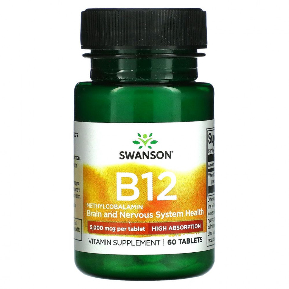 Swanson, Витамин B12, 5000 мкг, 60 таблеток SWV-02122