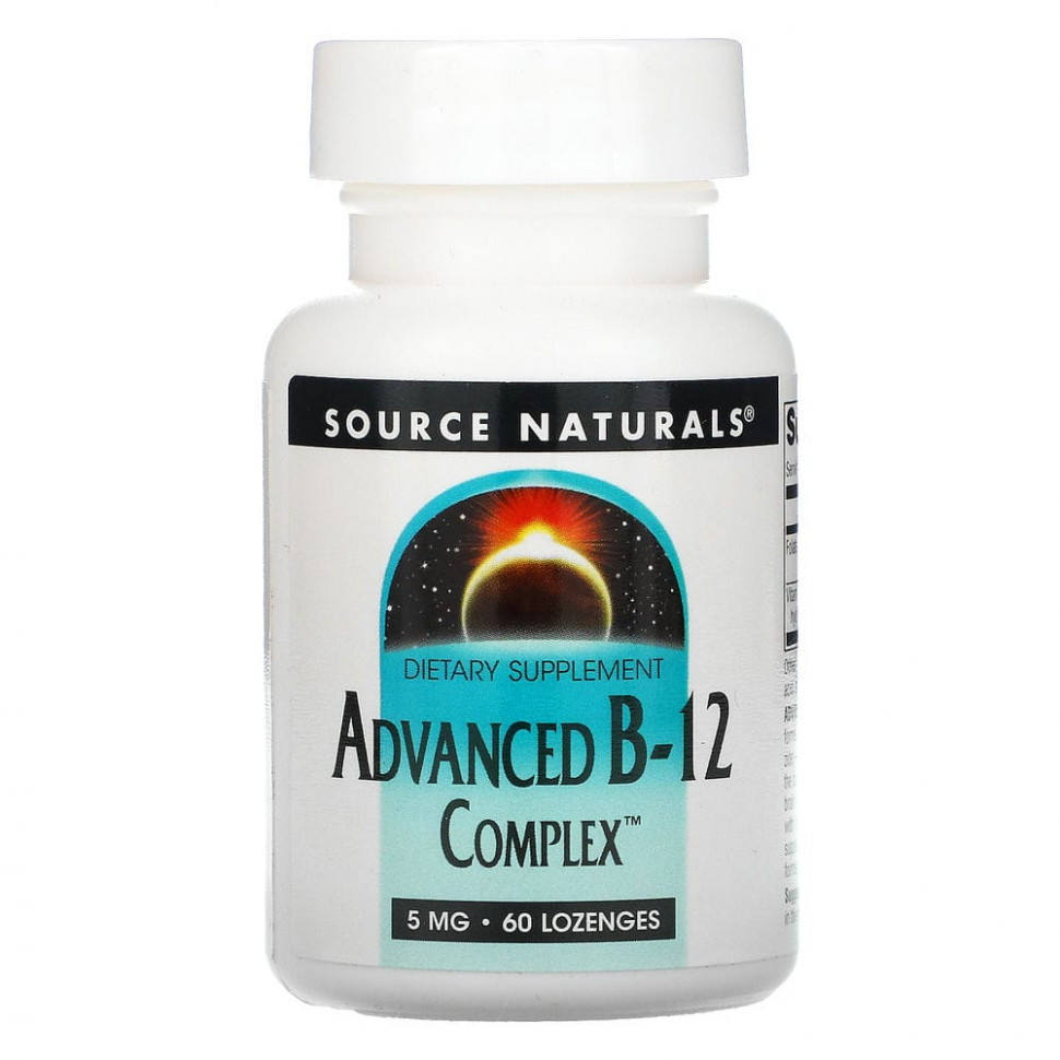 Source Naturals, улучшенный комплекс B-12, 5 мг, 60 таблеток для рассасывания SNS-01481