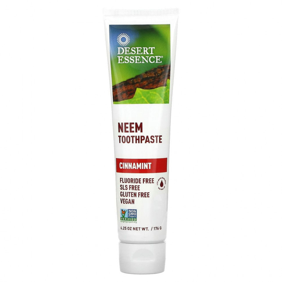 Desert Essence, Натуральная зубная паста с нимом, Cinnamint, 6,25 унции (176 г) Дезерт Эссенс DES-33410