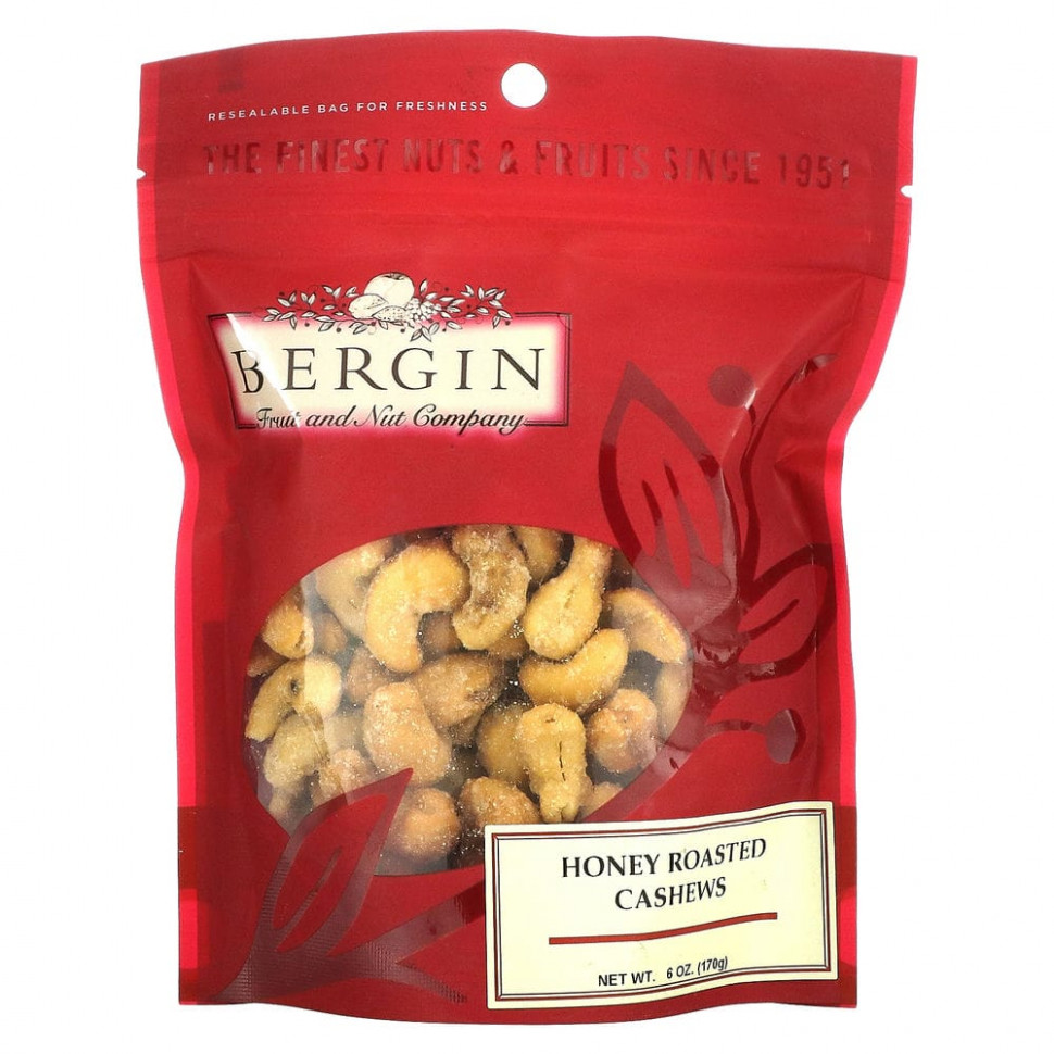 Bergin Fruit and Nut Company, Жареный кешью с медом, 170 г (6 унций) Бергин Фрут и Нат Кампани BFN-00240