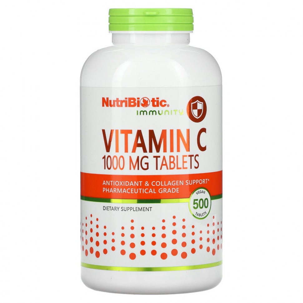 NutriBiotic, Immunity, витамин C, 1000 мг, 500 веганских таблеток НутриБиотик NBC-00282