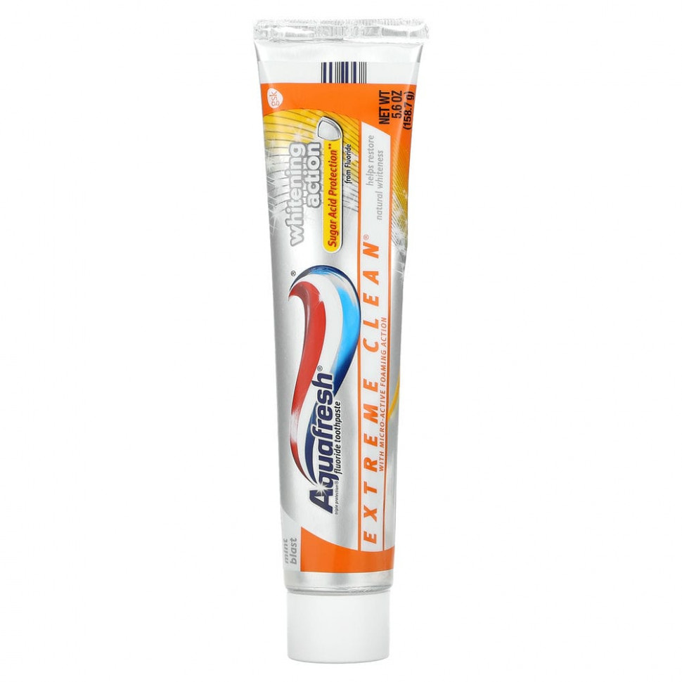 Aquafresh, Экстремально чистая зубная паста с фтором, отбеливающее действие, мятный крем, 158,7 г (5,6 унции) AQA-33883