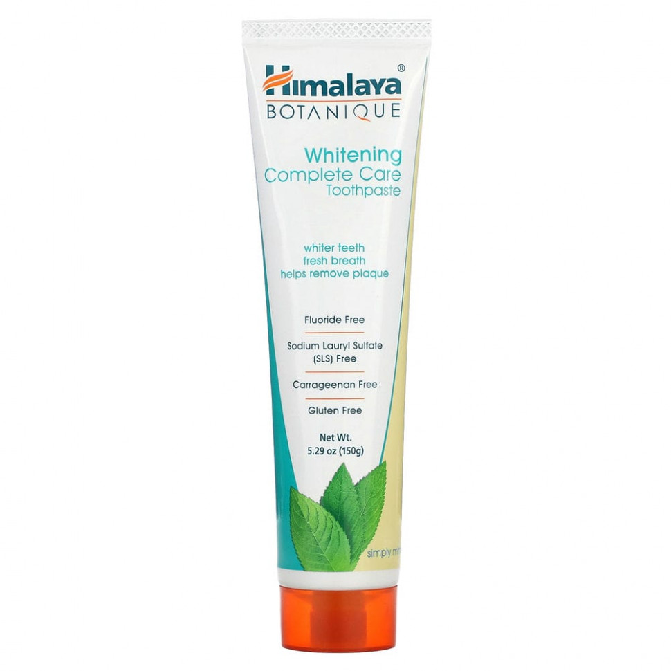 Himalaya, Botanique, отбеливающая зубная паста Simply Mint, 5,29 унций (150 г) Хималая Хербал Хэлскэр HIM-20028