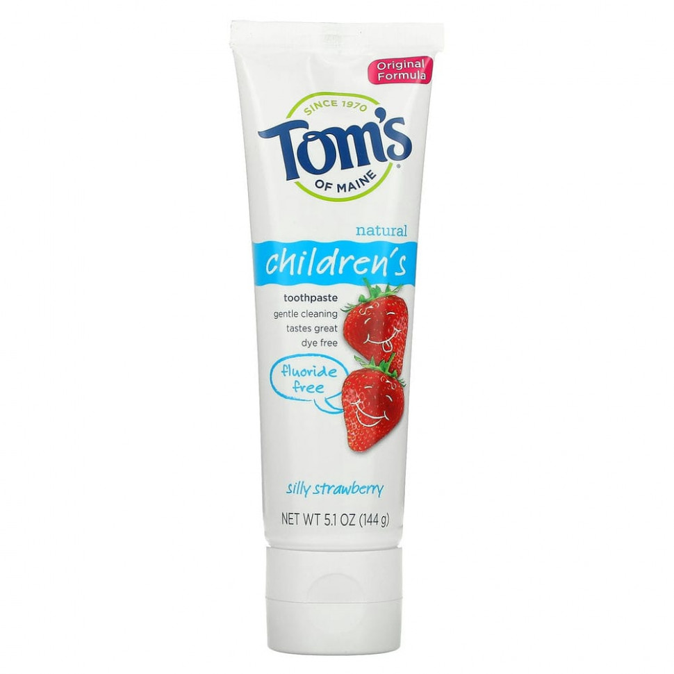Tom's of Maine, Натуральная детская зубная паста, без фторидов, глупая клубника, 5,1 унции (144 г) Томс оф Мэйн TOM-97122