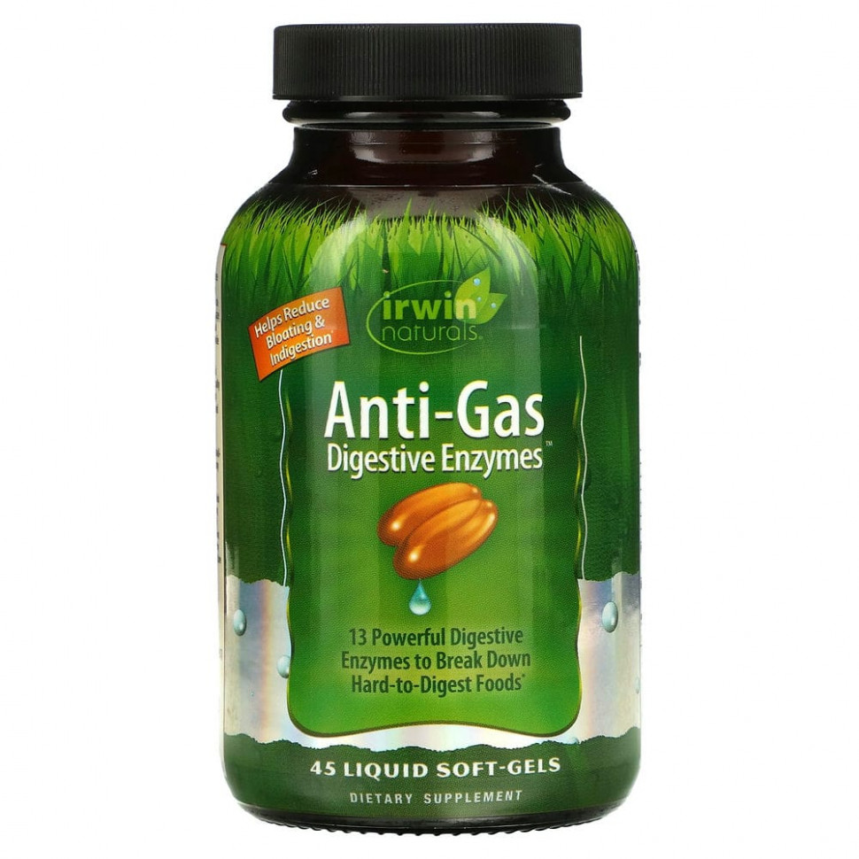 Irwin Naturals, Anti-Gas пищеварительные ферменты, 45 мягких желатиновых капсул Ирвин Натуралс IRW-57552