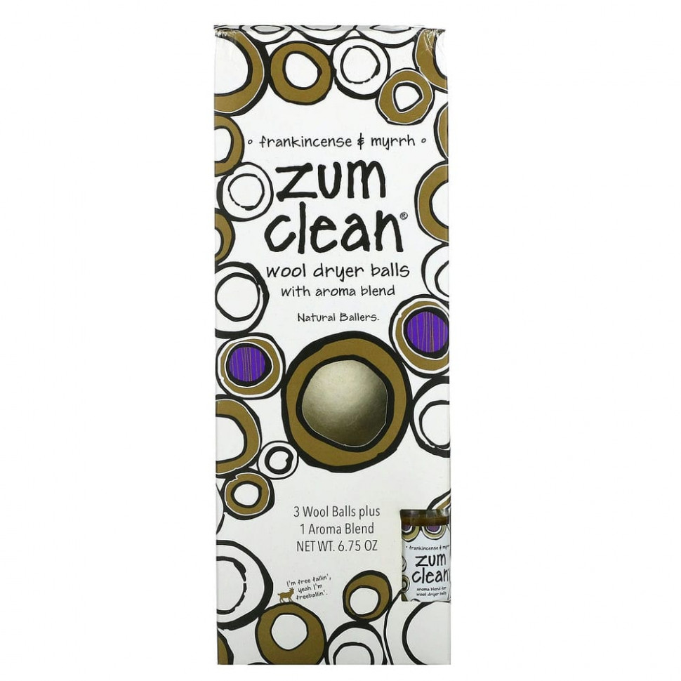 ZUM, Zum Clean, шарики для сушки шерсти со смесью ароматов, ладаном и миррой, 4 шт. NDG-35302