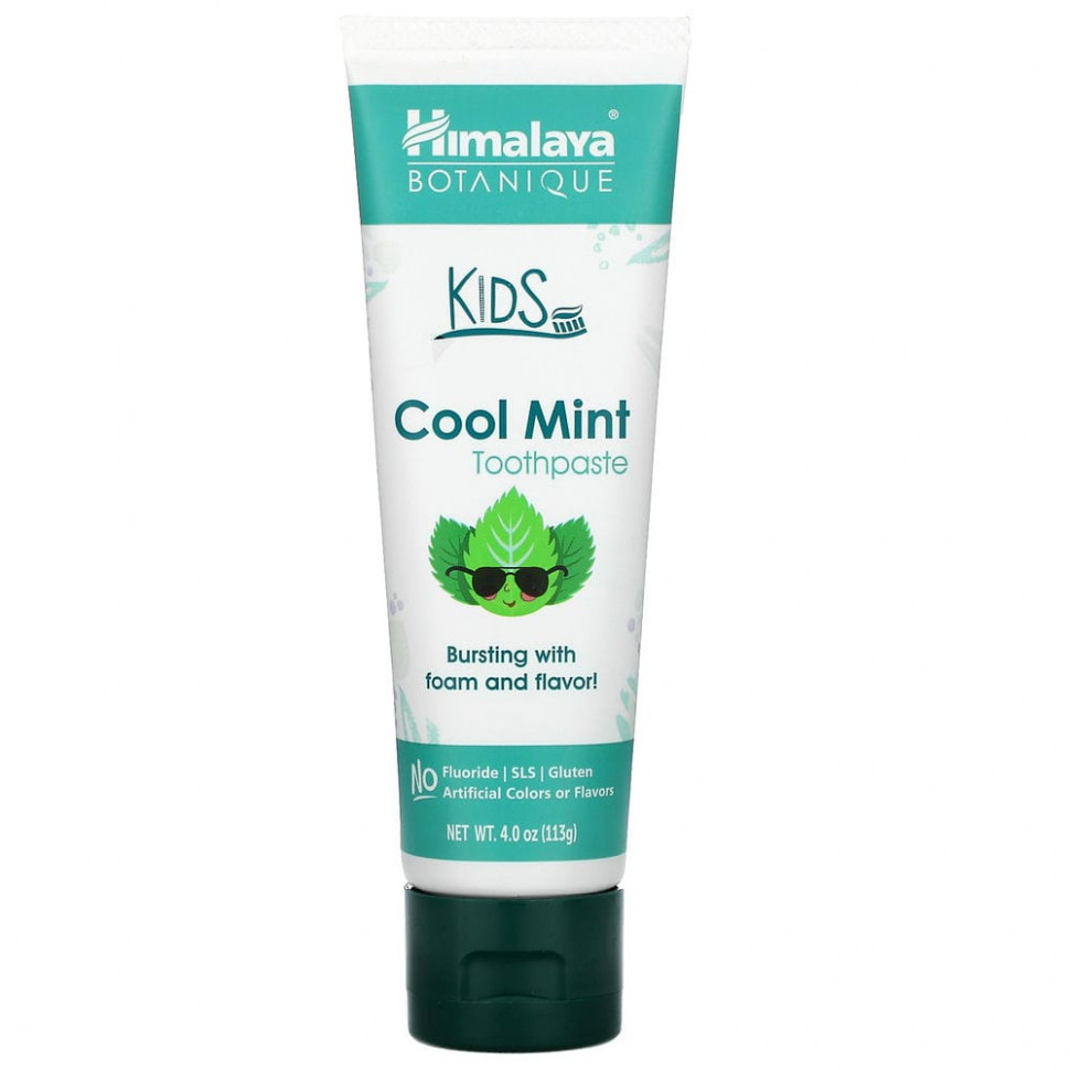 Himalaya, Botanique, Kids Toothpaste, Cool Mint, 4.0 oz (113 ml) Хималая Хербал Хэлскэр HIM-06399