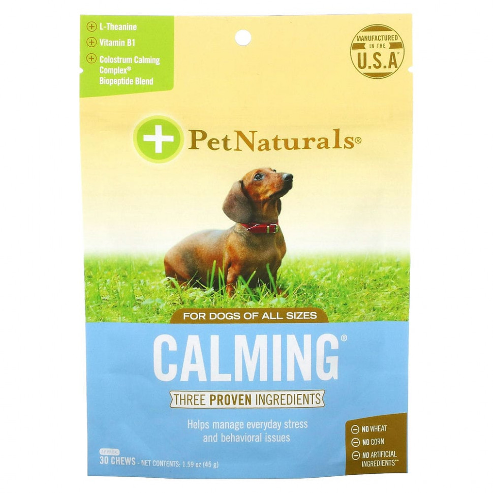 Pet Naturals of Vermont, Успокаивающее средство для собак, 30 жевательных таблеток, 1,59 унции (45 г) Пэт Нэчуралс оф Вермонт PEN-00351