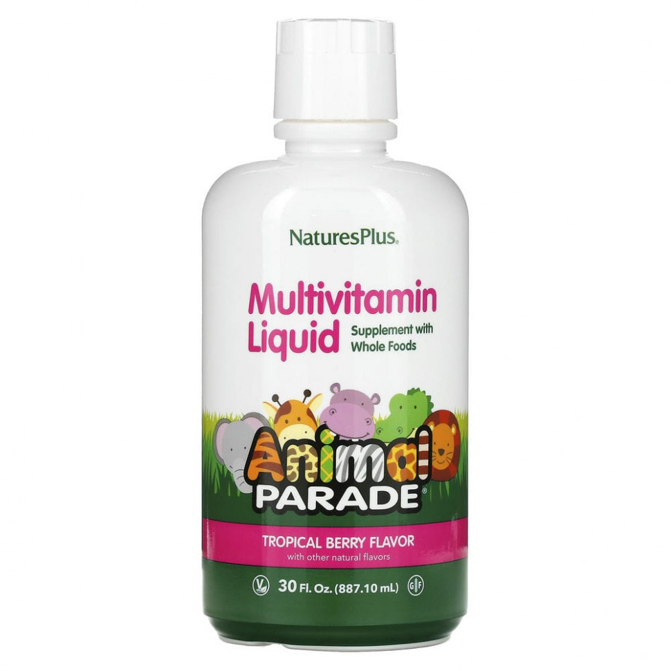NaturesPlus, Source of Life, детский жидкий мультивитамин Animal Parade с натуральным вкусом тропических ягод, 887,10 мл (30 жидких унций) Натурес Плюс NAP-29951
