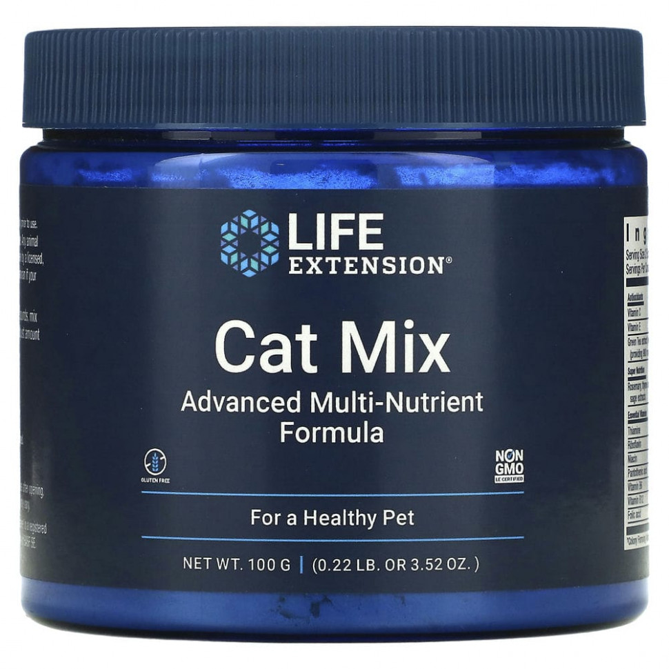 Life Extension, Cat Mix, усовершенствованное универсальное средство для котов с питательными веществами, 100 г (3,52 унции) Лайф Экстэншн LEX-19321