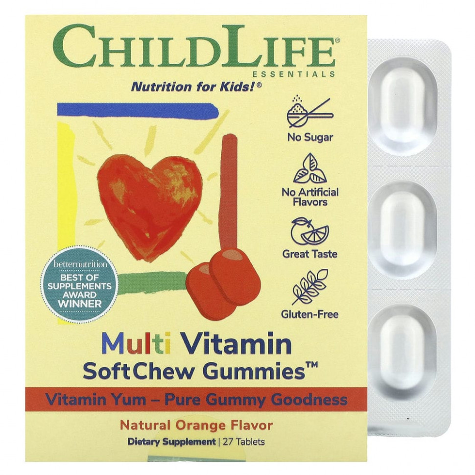 ChildLife, Multi Vitamin SoftMelts со вкусом натурального апельсина, 27 таблеток Чайлдлайф CDL-10850