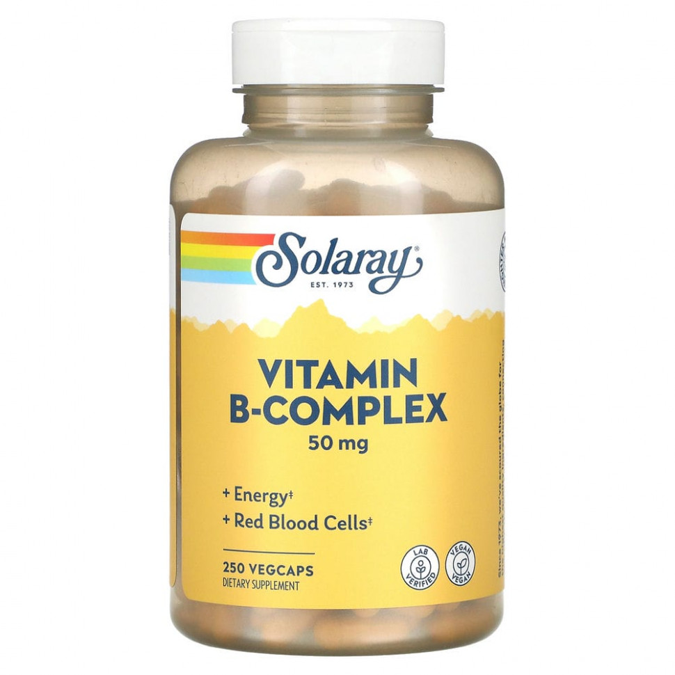 Solaray, B-Complex 50, 250 вегетарианских капсул Соларай SOR-04272