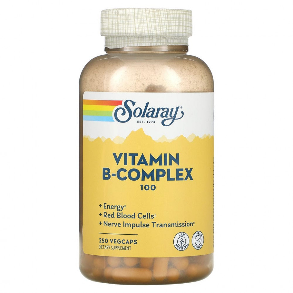 Solaray, B-Complex 100 с алоэ вера, 250 растительных капсул Соларай SOR-04303