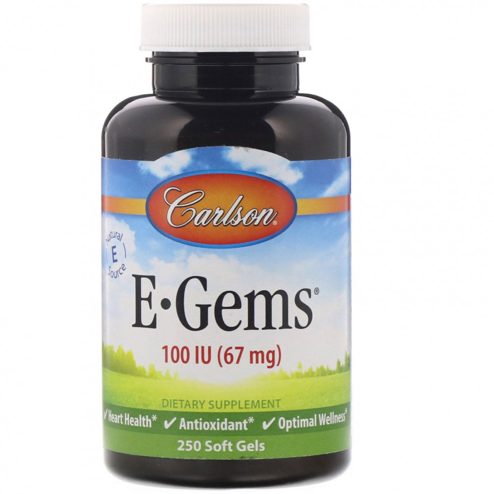 Carlson Labs, E-Gems, 67 мг (100 МЕ), 250 капсул Карлсон Лэбс CAR-00312
