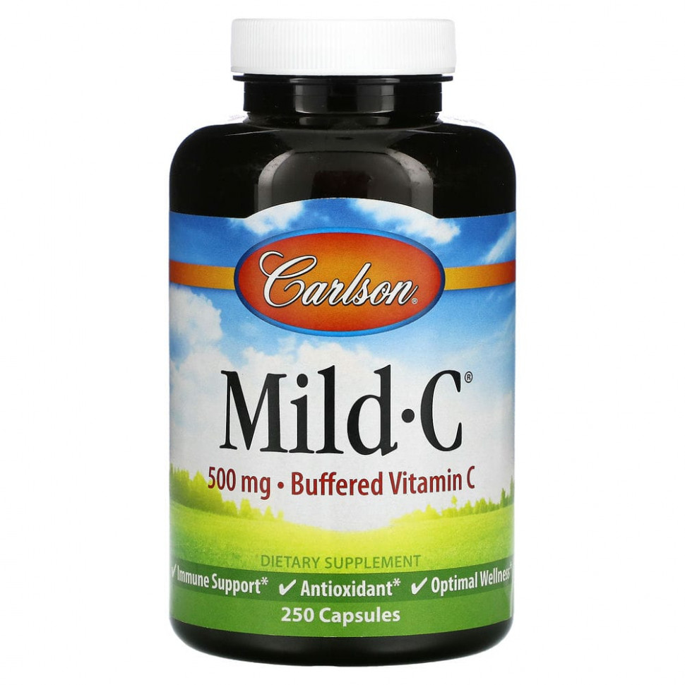Carlson Labs, Mild-C, витамин C деликатного действия, 500 мг, 250 капсул Карлсон Лэбс CAR-03062