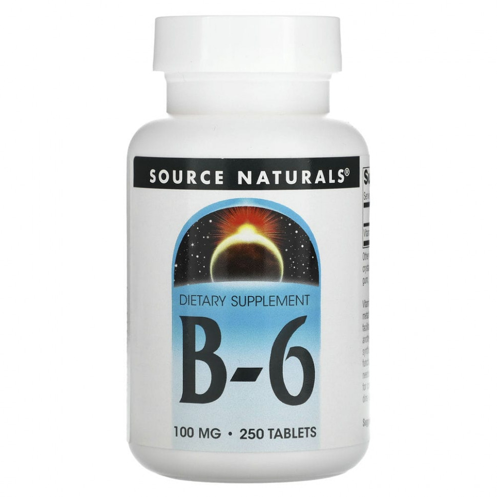 Source Naturals, B-6, 100 мг, 250 таблеток SNS-00414