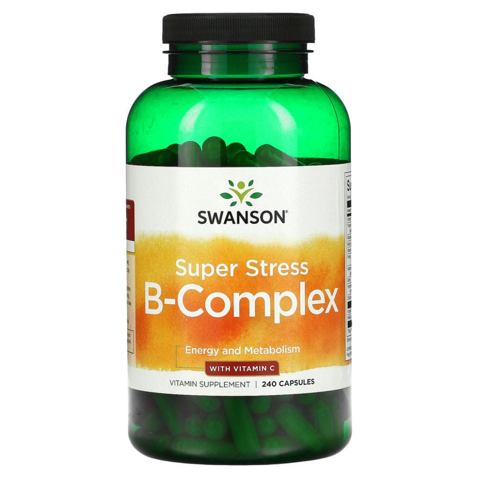Swanson, Super Stress B-Complex с витамином C, 240 капсул SWV-11073