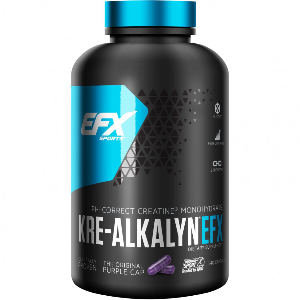 EFX Sports, Kre-Alkalyn EFX, креатин, 240 капсул Ал Американ ИФХ EFX-00129
