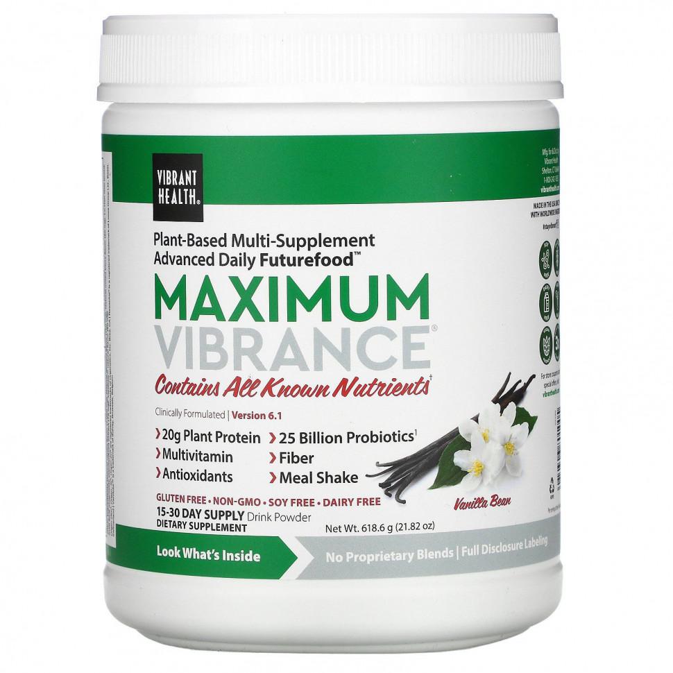 Vibrant Health, Maximum Vibrance, версия 6.1, стручок ванили, 618,6 г (21,82 унции) Вибрант Хэлт VBH-80100