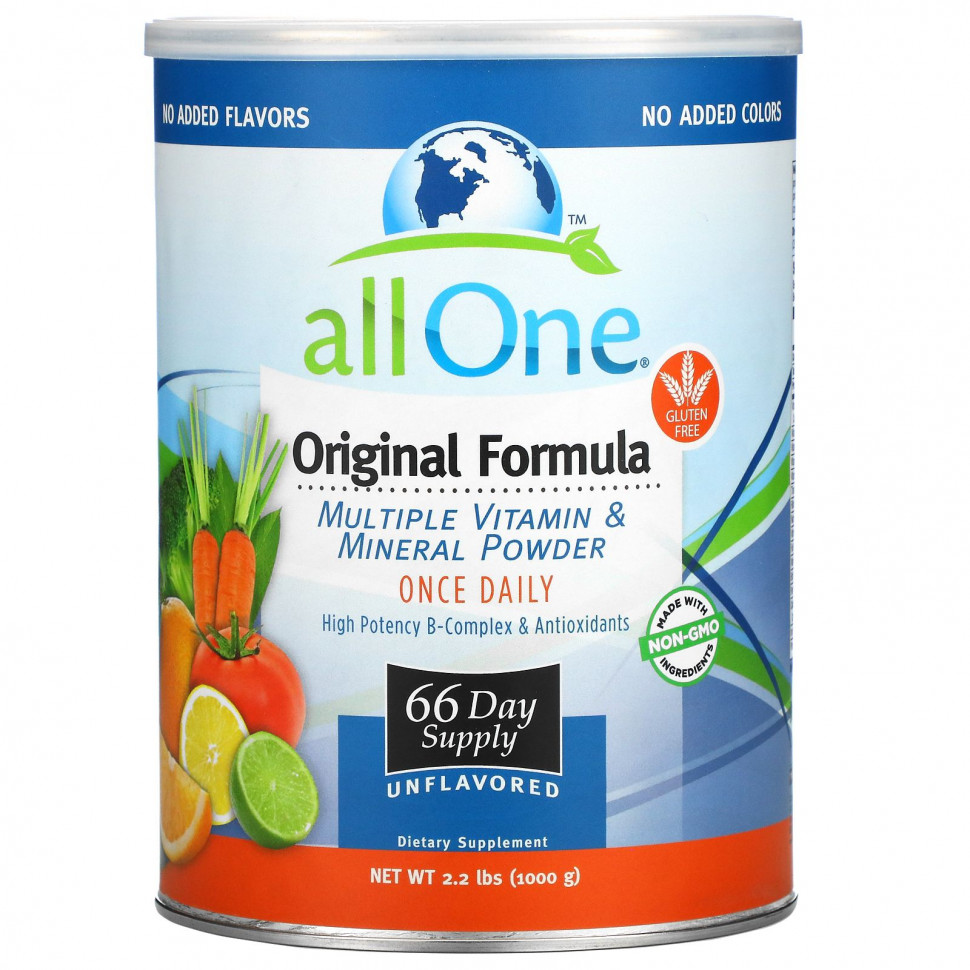 All One, Nutritech, Original Formula, мультивитаминный и минеральный порошок, без добавок, 1000 г (2,2 фунта) Ол уан Нутритэк ALO-30001