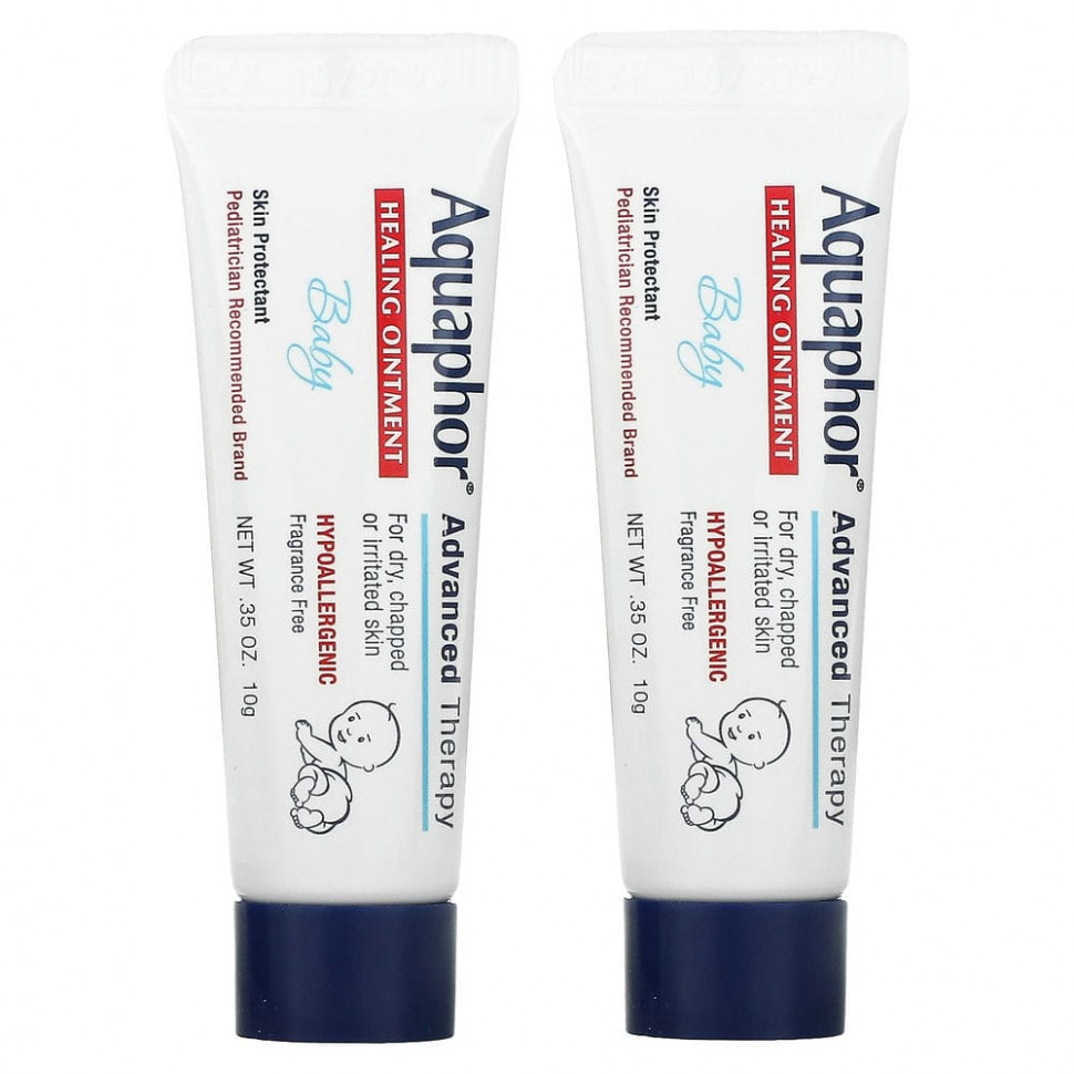 Aquaphor, Детская лечебная мазь, 2 тюбика, 10 г (0,35 унции) Акауфор AQP-00314