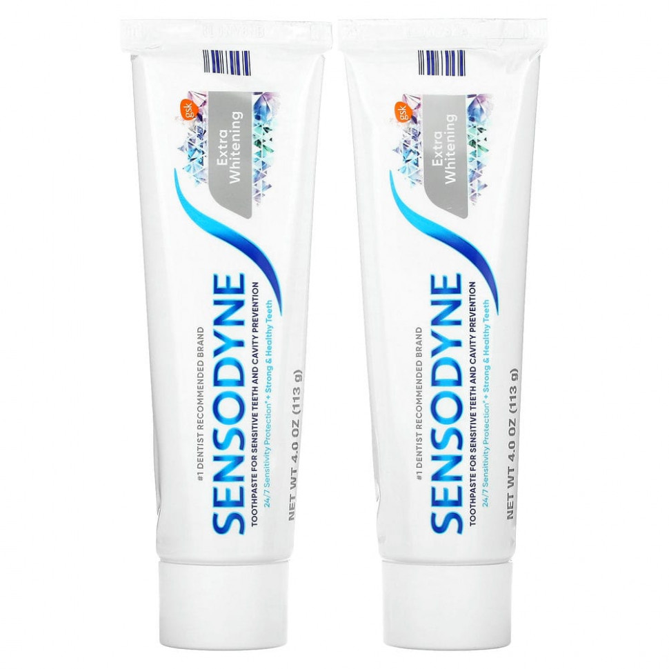 Sensodyne, Отбеливающая зубная паста с фтором, двойная упаковка, 2 тюбика по 113 г (4 унции) SSD-08414