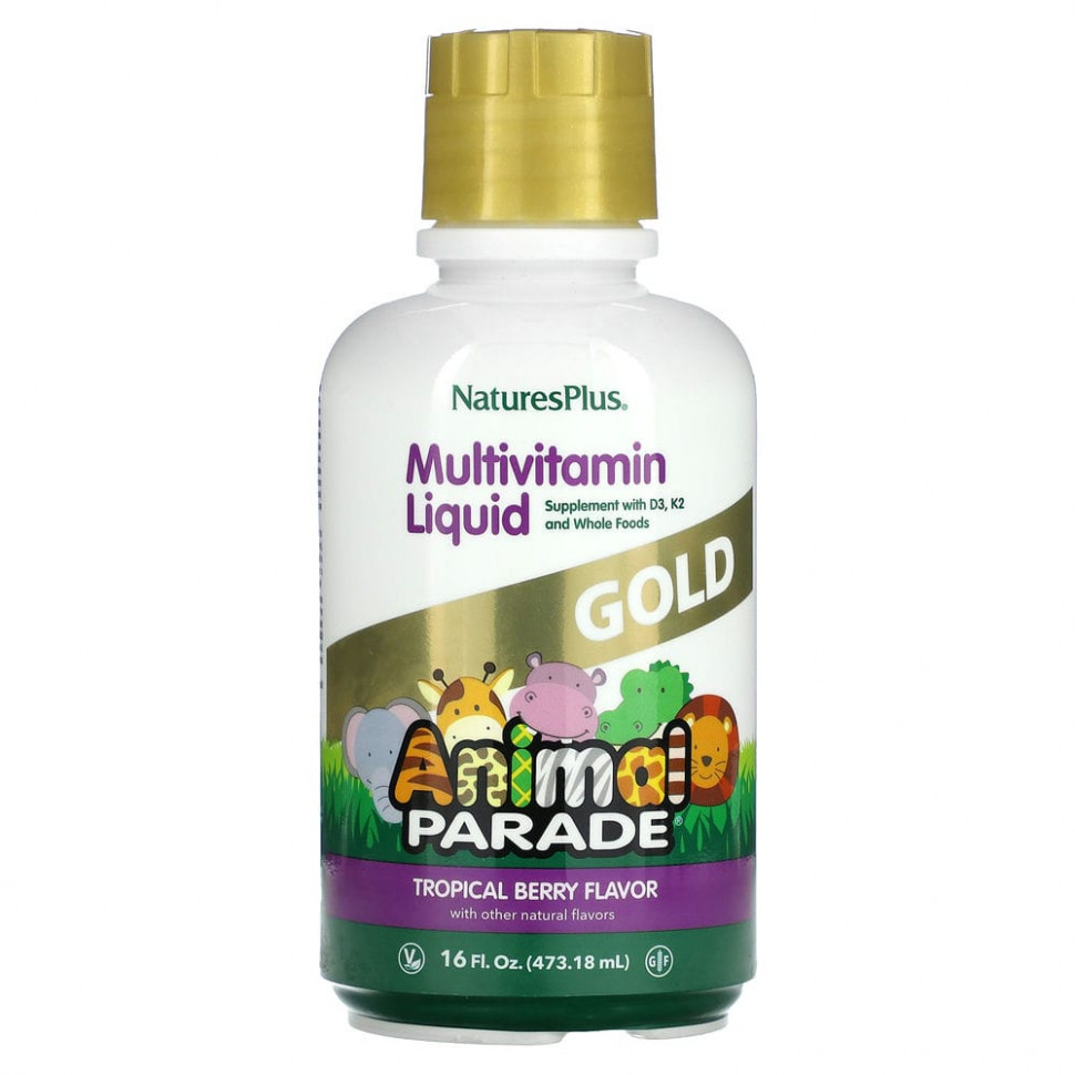 NaturesPlus, Children's Animal Parade Gold, жидкий мультивитаминный продукт, тропические ягоды, 473,18 мл (16 жидк. Унций) NAP-29903