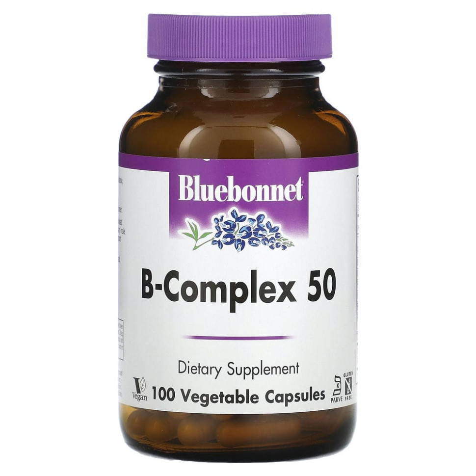Bluebonnet Nutrition, B-Complex 50, витамины группы B, 100 вегетарианских капсул Блубоннэт Нутришен BLB-00412