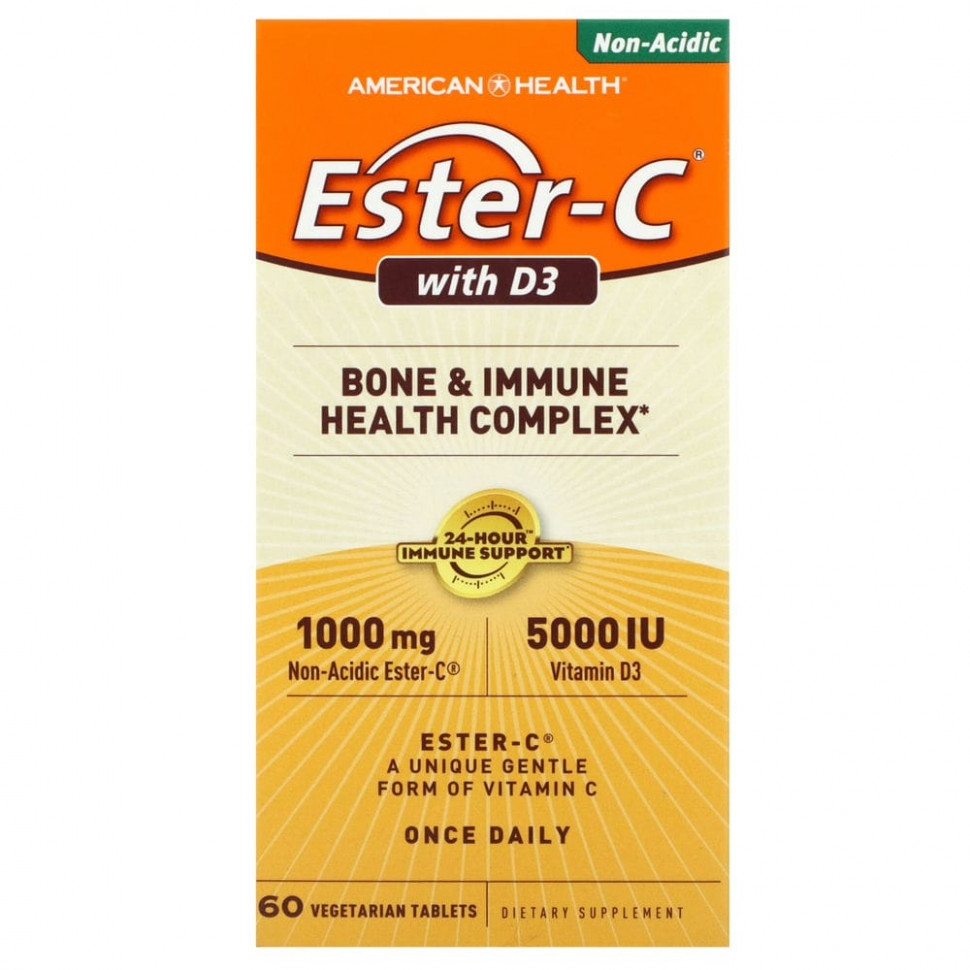 American Health, Ester-C с D3, 60 вегетарианских таблеток Американ Хелс AMH-34710