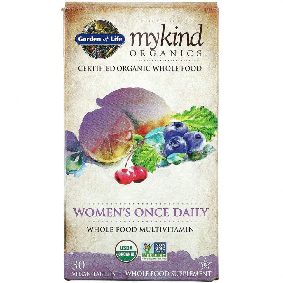 Garden of Life, MyKind Organics, мультивитамины для женщин для приема один раз в день, 30 веганских таблеток Гарден оф Лайф GOL-11775