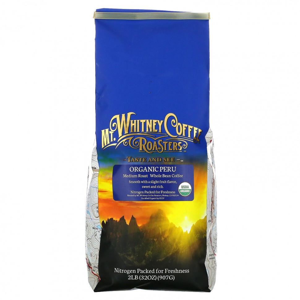 Mt. Whitney Coffee Roasters, Organic Peru, кофе из цельных зерен, средней обжарки, 907 г (32 унции) Мт Уитни Коффее Роастерс MWC-00458