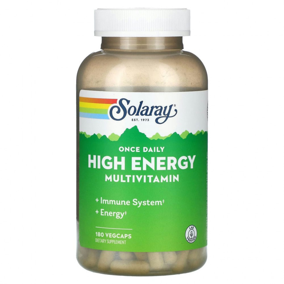 Solaray, Once Daily High Energy, мультивитаминный комплекс, 180 растительных капсул Соларай SOR-47312